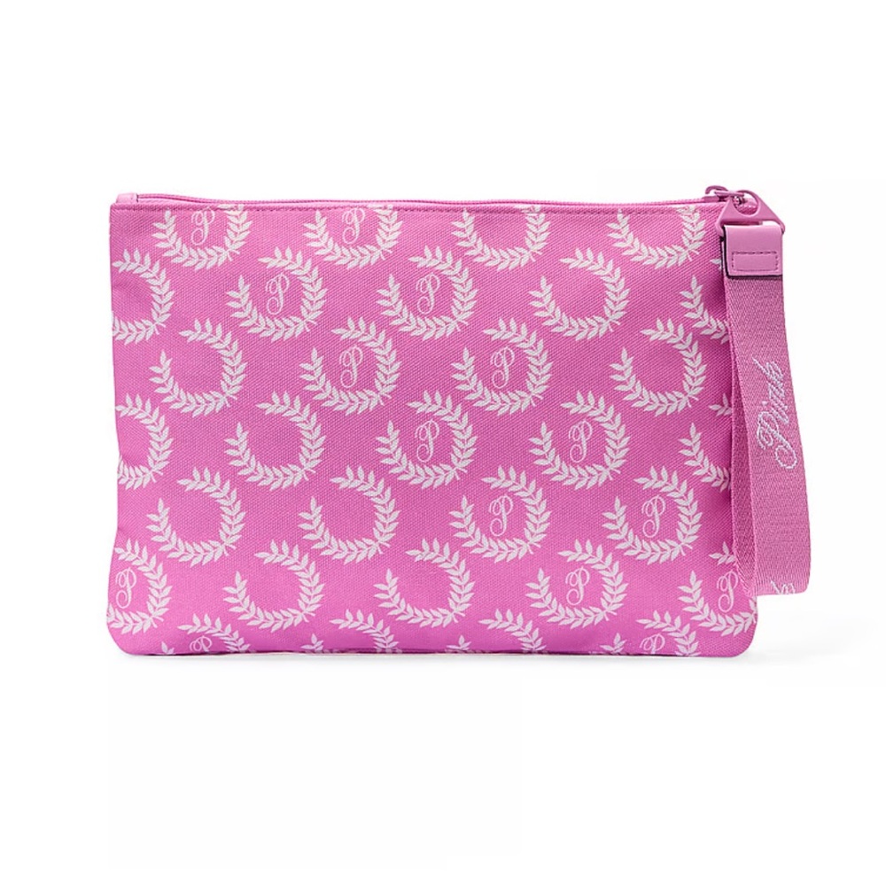 Pink Victoria's Secret pouch with white logo